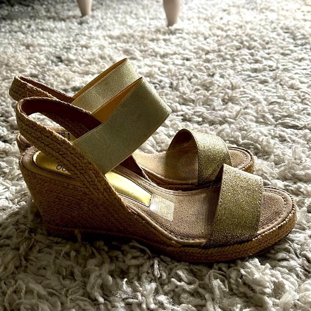 Andre Assous wedge espadrille in gold